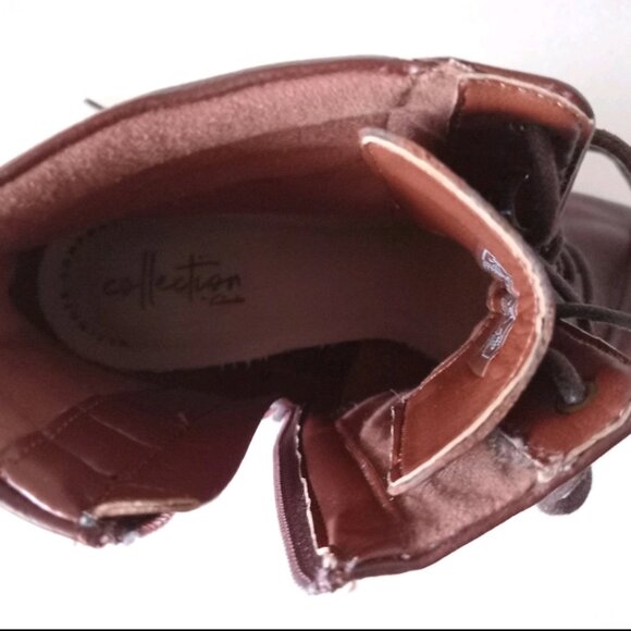 Clarks Collection Women's Brown Leather Ankle Boots Lace up Ultra Comfort Sz10 - Picture 6 of 8
